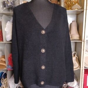 Blue Rain Black Knit Cardigan